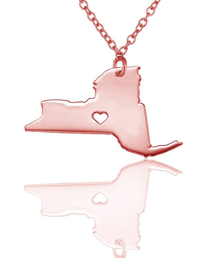 18K Gold Silver Country Map Charm Pendant New York State Map Necklace Jewelry Rose Gold $8.25 Necklaces