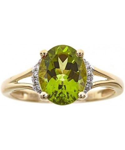 10K Yellow Gold Natural Diamond (I1,I2) & Peridot Ring for Women Jewelry Gifts $130.50 Rings