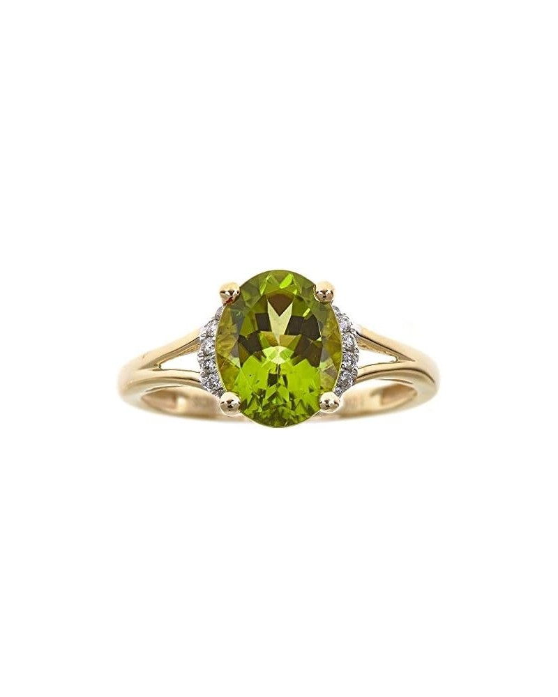 10K Yellow Gold Natural Diamond (I1,I2) & Peridot Ring for Women Jewelry Gifts $130.50 Rings