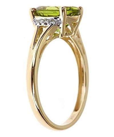 10K Yellow Gold Natural Diamond (I1,I2) & Peridot Ring for Women Jewelry Gifts $130.50 Rings