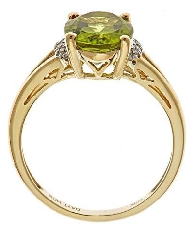 10K Yellow Gold Natural Diamond (I1,I2) & Peridot Ring for Women Jewelry Gifts $130.50 Rings