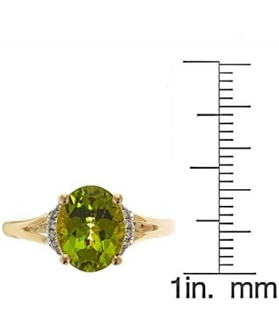 10K Yellow Gold Natural Diamond (I1,I2) & Peridot Ring for Women Jewelry Gifts $130.50 Rings