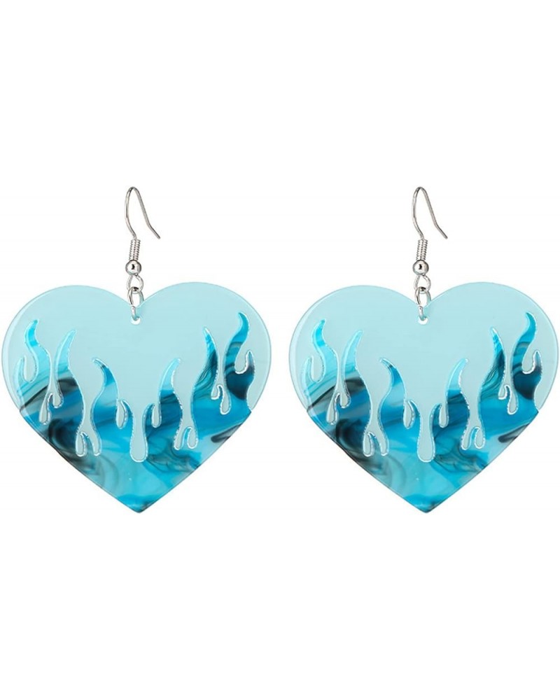 Lightweight Geometric Rock Hip Hop Transparent Colorful Fire Love Heart Earrings Personalized Creative Unique Punk Acrylic Fl...