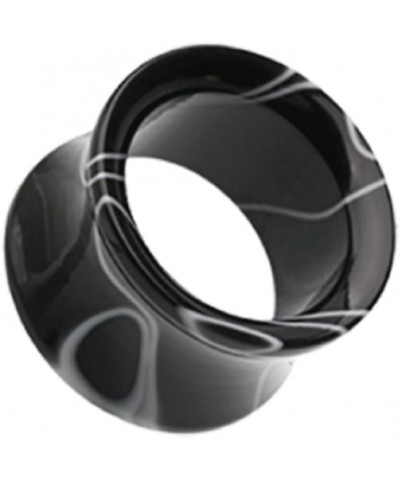 Marble Swirl Acrylic Double Flared Ear Gauge Tunnel Plug (Sold by Pair) 1", Black $10.63 Body Jewelry