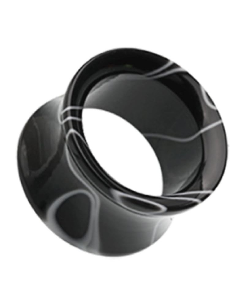 Marble Swirl Acrylic Double Flared Ear Gauge Tunnel Plug (Sold by Pair) 1", Black $10.63 Body Jewelry