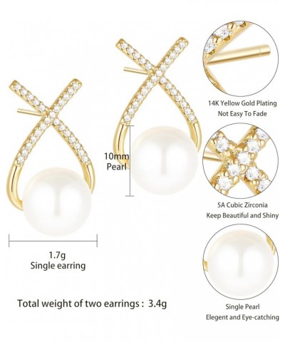 Gold Twist Pearl Dangle Earrings for Women Sparkly Rhinestone Statement Faux Pearl Drop Earring Sets 5-12mm 01Gold-10mm $5.99...