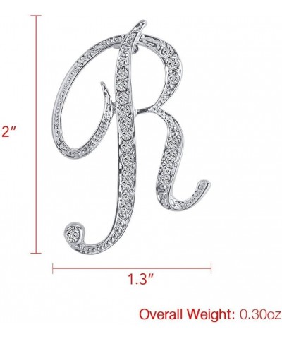 A-Z Woman's Letter Initial Brooch Pins, Silver Clear Crystal Rhinestone Breastpins Letter Stocking Pins for gifts 2size/packa...