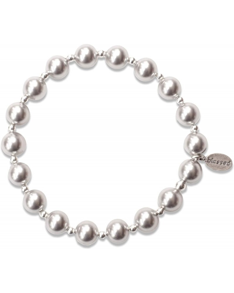 Many Blessings Bracelet - 8MM Silver Crystal Pearls 8.25 Inches $20.88 Bracelets