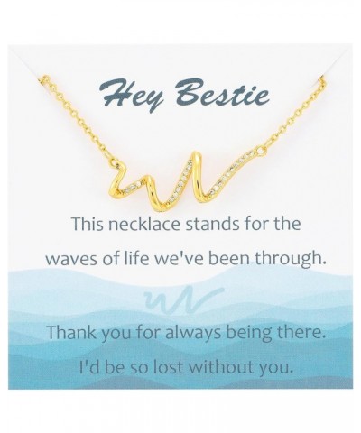 Wave Necklace for Bestie, Gifts for Your Best Friend, 14K Gold Plated S925 Silver Friendship Gift for Women, Sentimental Gift...