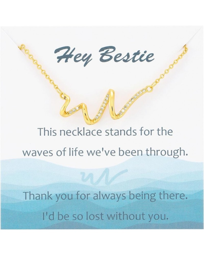 Wave Necklace for Bestie, Gifts for Your Best Friend, 14K Gold Plated S925 Silver Friendship Gift for Women, Sentimental Gift...