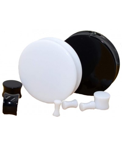 3-50mm Acrylic Solid Ear plug White&Black Earing Large Big Tunnel Size Stretcher Saddle Flesh Tunnel Expander One Pair Black,...