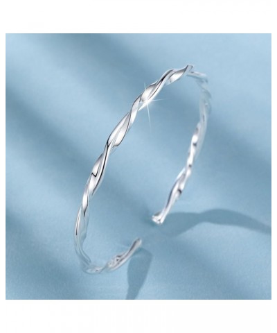 925 Sterling Silver Bracelets Open Adjustable Bangle Bracelet Teardrop Water Drop Cuff Bangles for Women Pattern 5 $11.43 Bra...