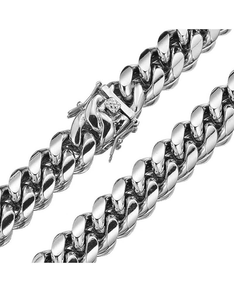 Silver Cuban Link Chain Necklace or Bracelet Width 10/14MM Hip Hop Men's Women's Jewelry Heavy Duty Stainless Steel Metal Cha...