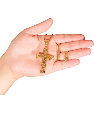 Large Filigree Crucifix Cross Necklace for Men & Women 24k Gold Plated Gold Crucifix with 20" Chain $33.99 Necklaces