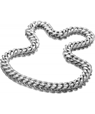 Silver Cuban Link Chain Necklace or Bracelet Width 10/14MM Hip Hop Men's Women's Jewelry Heavy Duty Stainless Steel Metal Cha...