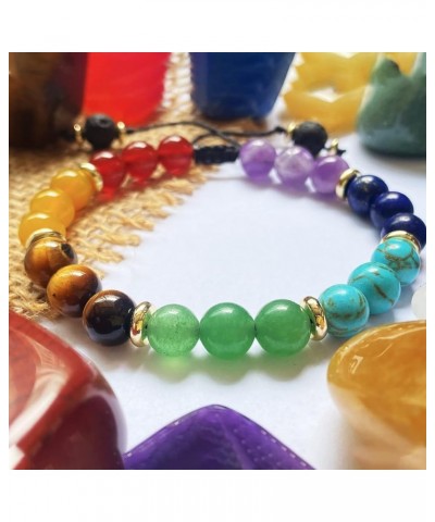 7 Chakra Bracelet Real Crystal Stone Beads Essential Oil Set Yoga Meditation Protection Lava Rock Jewelry Gifts for Women Men...