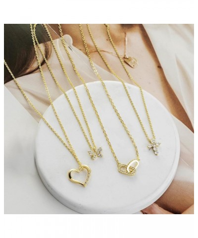 Dainty Gold Necklace for Women, Gold Cross necklace 14K Gold Plated Paperclip Pendant Necklace Cute Gold CZ Heart Pendant Nec...