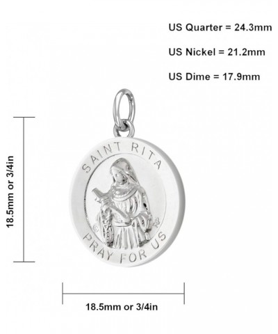 Ladies Polished 925 Sterling Silver 18.5mm Saint Rita Medal Pendant Necklace, 18in to 24in 24in 1.5mm Box Chain $33.05 Necklaces