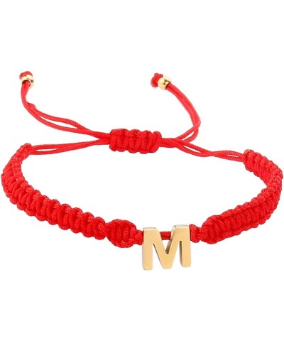 Teen Boys Watches Personalized 26 Initial Bracelet Stainless Steel Gold Plated Letter Red Woven Bracelet Dainty Charm Bracele...