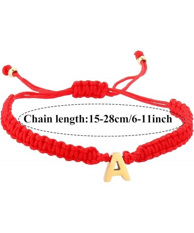 Teen Boys Watches Personalized 26 Initial Bracelet Stainless Steel Gold Plated Letter Red Woven Bracelet Dainty Charm Bracele...