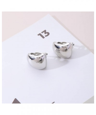 Clip On Earrings Women Non Pierced Chunky Small Earrings Statement Retro Fake Earrings D-Silver $8.09 Earrings