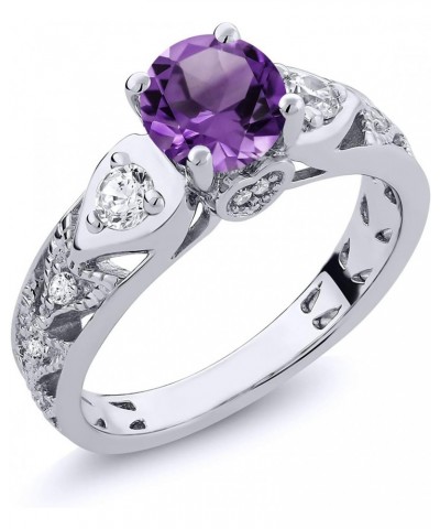 925 Sterling Silver Purple Amethyst Engagement Ring For Women (1.96 Cttw, Round 6MM, Gemstone Birthstone Available 5,6,7,8,9)...