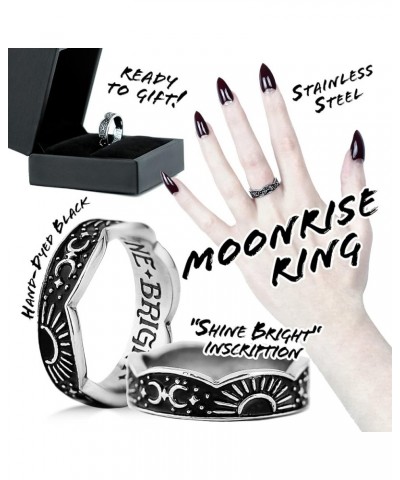 'Moonrise' Band Ring by Rogue+Wolf Halloween Silver Engagement Anxiety Rings for Women, Matching Couple Gothic Boho Wiccan Fa...