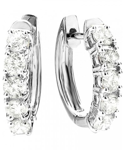 1-5 Carat Five Stone Diamond Hoop Huggie Earrings 14K Gold Value Collection 5.0 Carat 14K White Gold $777.40 Earrings