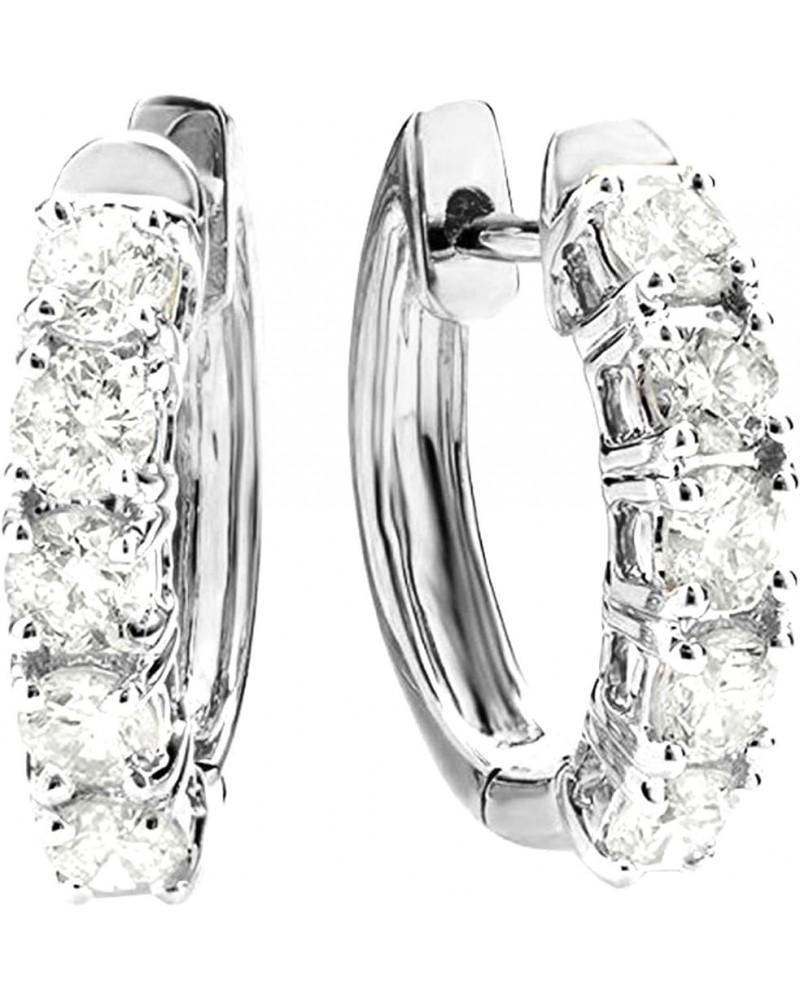 1-5 Carat Five Stone Diamond Hoop Huggie Earrings 14K Gold Value Collection 5.0 Carat 14K White Gold $777.40 Earrings