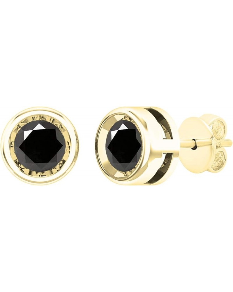 Round Gemstone Ladies Solitaire Stud Earrings, 10K White Gold Yellow Gold black-diamond $89.87 Earrings