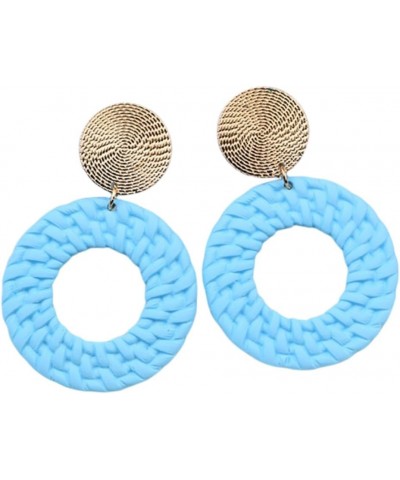 Boho Acrylic Geometric Round Braided Drop Dangle Earrings for Women Girls Blue $5.51 Earrings