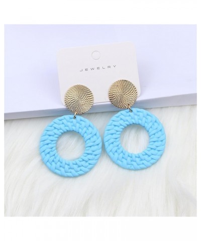 Boho Acrylic Geometric Round Braided Drop Dangle Earrings for Women Girls Blue $5.51 Earrings