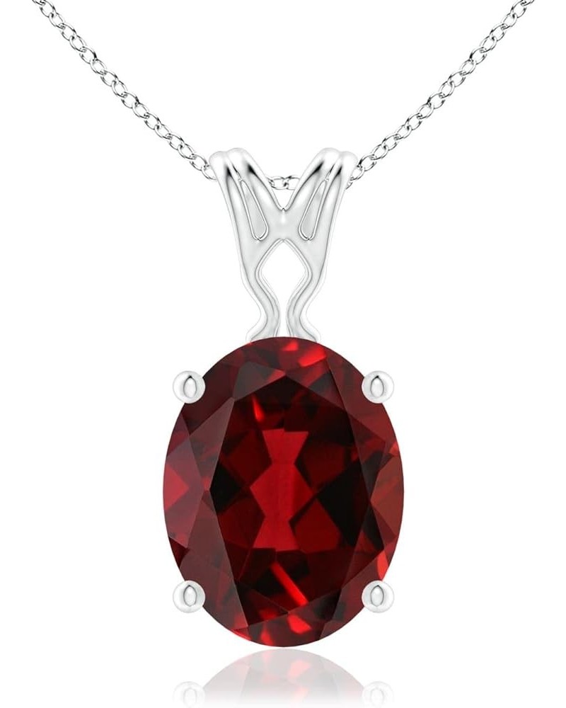 Natural Garnet Solitaire Pendant Necklace for Women, Girls in 14K Solid Gold/Platinum | January Birthstone | Jewelry Gift for...