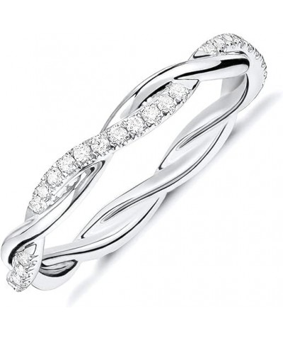 14K Gold Plated Cubic Zirconia Twisted Rope Eternity Band for Women 9 Silver $10.61 Rings