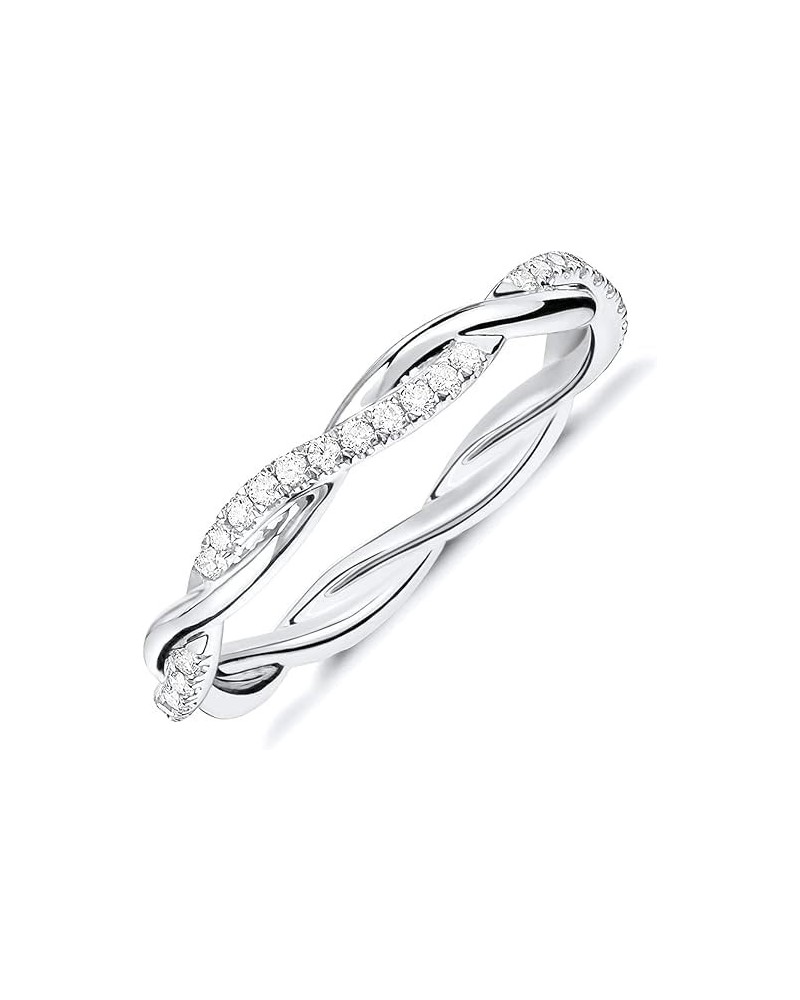 14K Gold Plated Cubic Zirconia Twisted Rope Eternity Band for Women 9 Silver $10.61 Rings