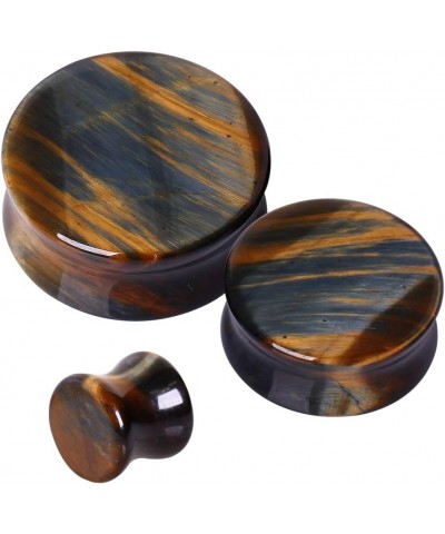 Pair of Natural Blue Tiger Eye Stone Saddle Plug //Choose Size// 4 GA (5mm) $8.63 Body Jewelry