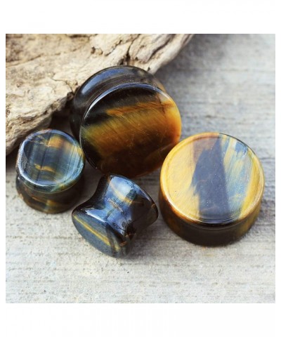 Pair of Natural Blue Tiger Eye Stone Saddle Plug //Choose Size// 4 GA (5mm) $8.63 Body Jewelry