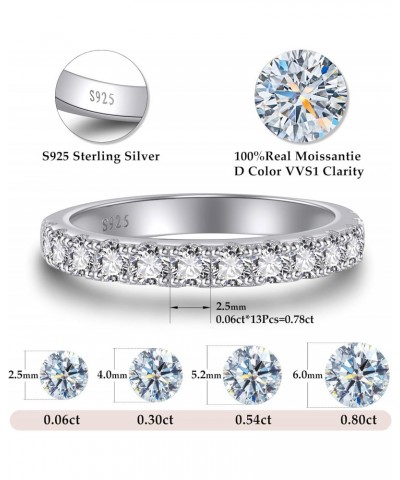 Moissanite Wedding Rings for Women, 0.3 ct D Color VVS1 Lab Created Diamond 925 Sterling Silver Rhodium Plated Rings Half Ete...