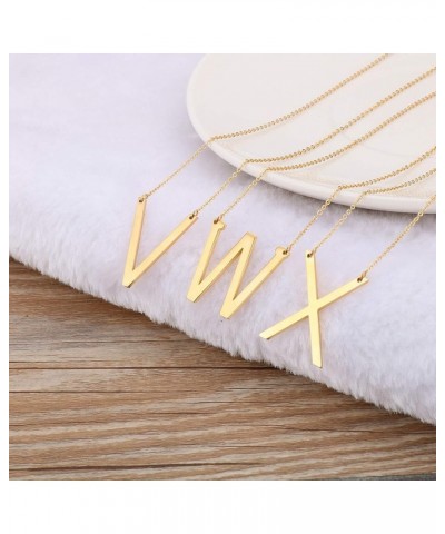 Women Girls Stainless Steel Large Initial Pendant Necklace Alphabet 26 A-Z Gold/Silver X gold (stainless steel) $9.34 Necklaces