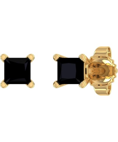 1/4 Carat Princess Cut Black Diamond Stud Earrings in 14K Gold Yellow Gold $43.05 Earrings