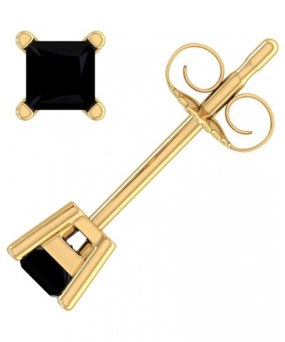 1/4 Carat Princess Cut Black Diamond Stud Earrings in 14K Gold Yellow Gold $43.05 Earrings