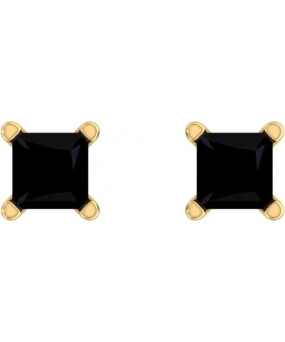 1/4 Carat Princess Cut Black Diamond Stud Earrings in 14K Gold Yellow Gold $43.05 Earrings