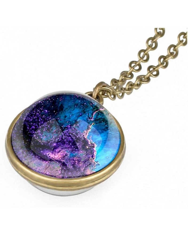 Galaxy Pendant Necklaces Nebula Double Sided Outer Space Glass Planet Necklace for Girl Women Men Earth Globe Universe Jewelr...