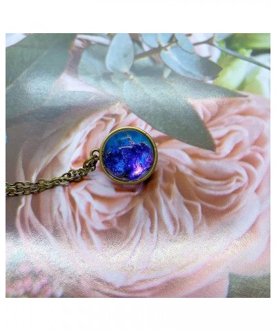 Galaxy Pendant Necklaces Nebula Double Sided Outer Space Glass Planet Necklace for Girl Women Men Earth Globe Universe Jewelr...