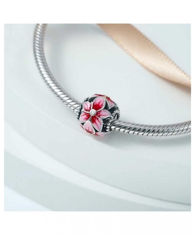 Flower Charms S925 Sterling Silver Bead Inlaid with Gemstones Jewelry Gift For Women Girls Wife Daughter Fit Bracelets/Neckla...