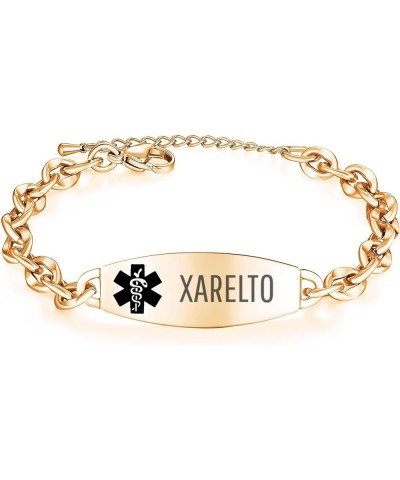 Ladies' Elegant Medical ID Bracelet Fashion Stainless steel Chain Alert Bracelets for women with Free engraving Top-Gold XARE...