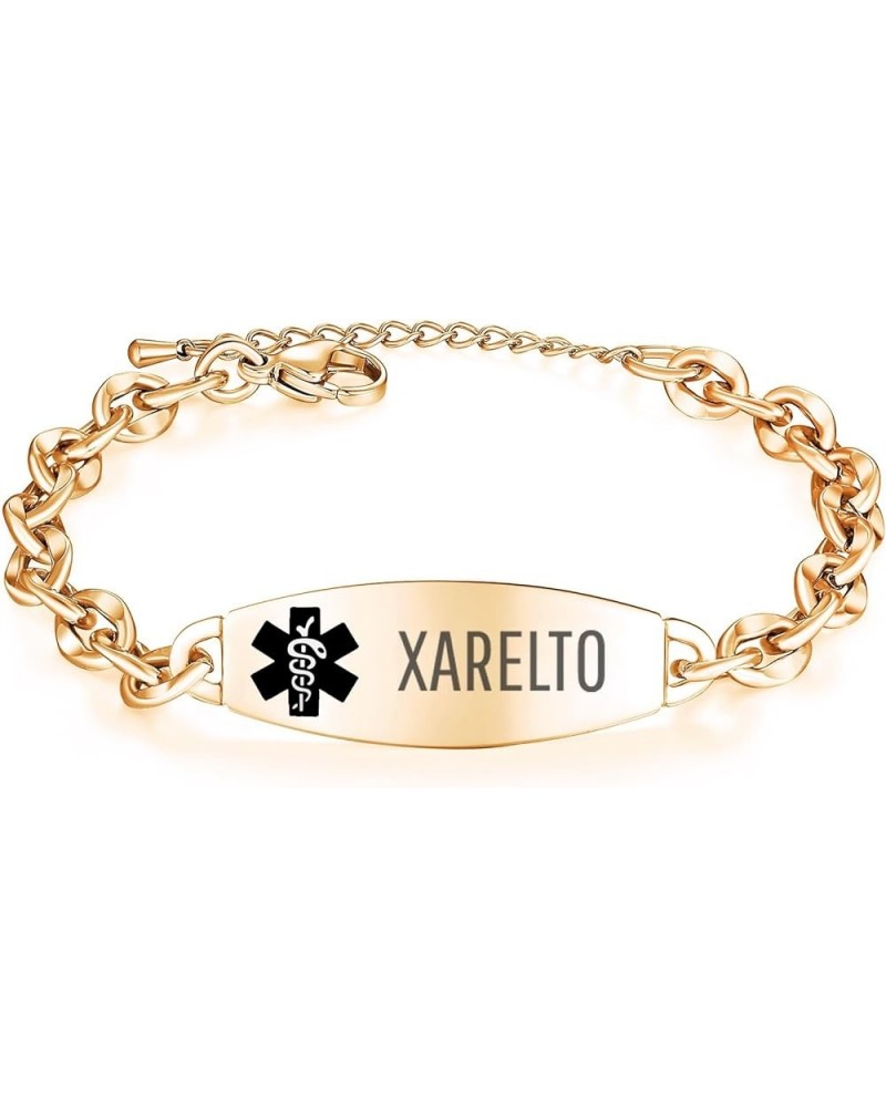 Ladies' Elegant Medical ID Bracelet Fashion Stainless steel Chain Alert Bracelets for women with Free engraving Top-Gold XARE...