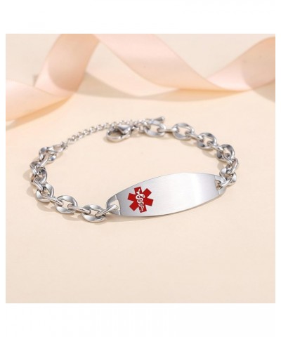 Ladies' Elegant Medical ID Bracelet Fashion Stainless steel Chain Alert Bracelets for women with Free engraving Top-Gold XARE...