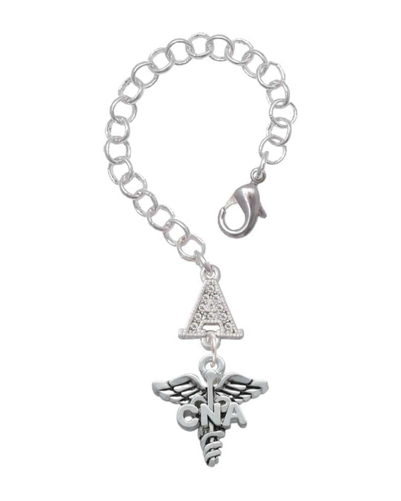 Silvertone Nurse Caduceus - Silvertone Crystal Initial Charm Accessory for Tumblers and Thermal Cups CNA $17.09 Bracelets