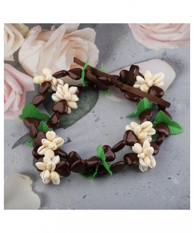 Hawaiian Kukui Nut Necklace with Chunky Heart-Shaped Beads Ribbon Tie Closure 30Shell-heartbrown $11.34 Necklaces